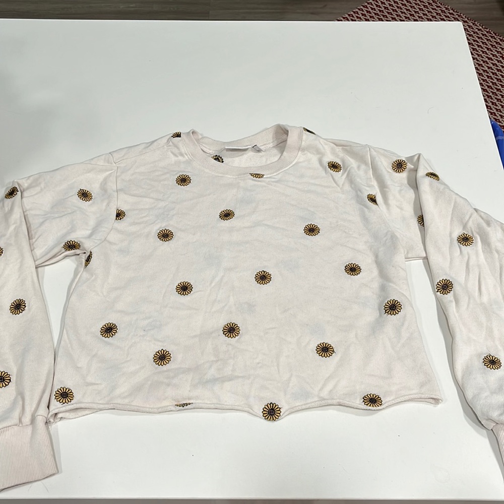 VTG 90s Cropped Embroidered Sunflower Sweater